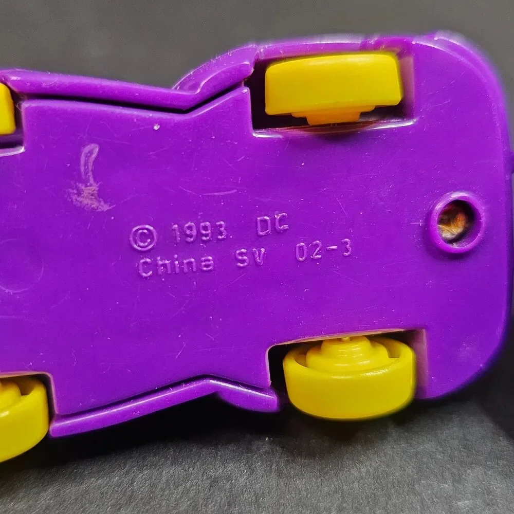 Vtg Catwoman Joker McDonald's Toy Cars, 1991 Batman Villain Purple DC Comics